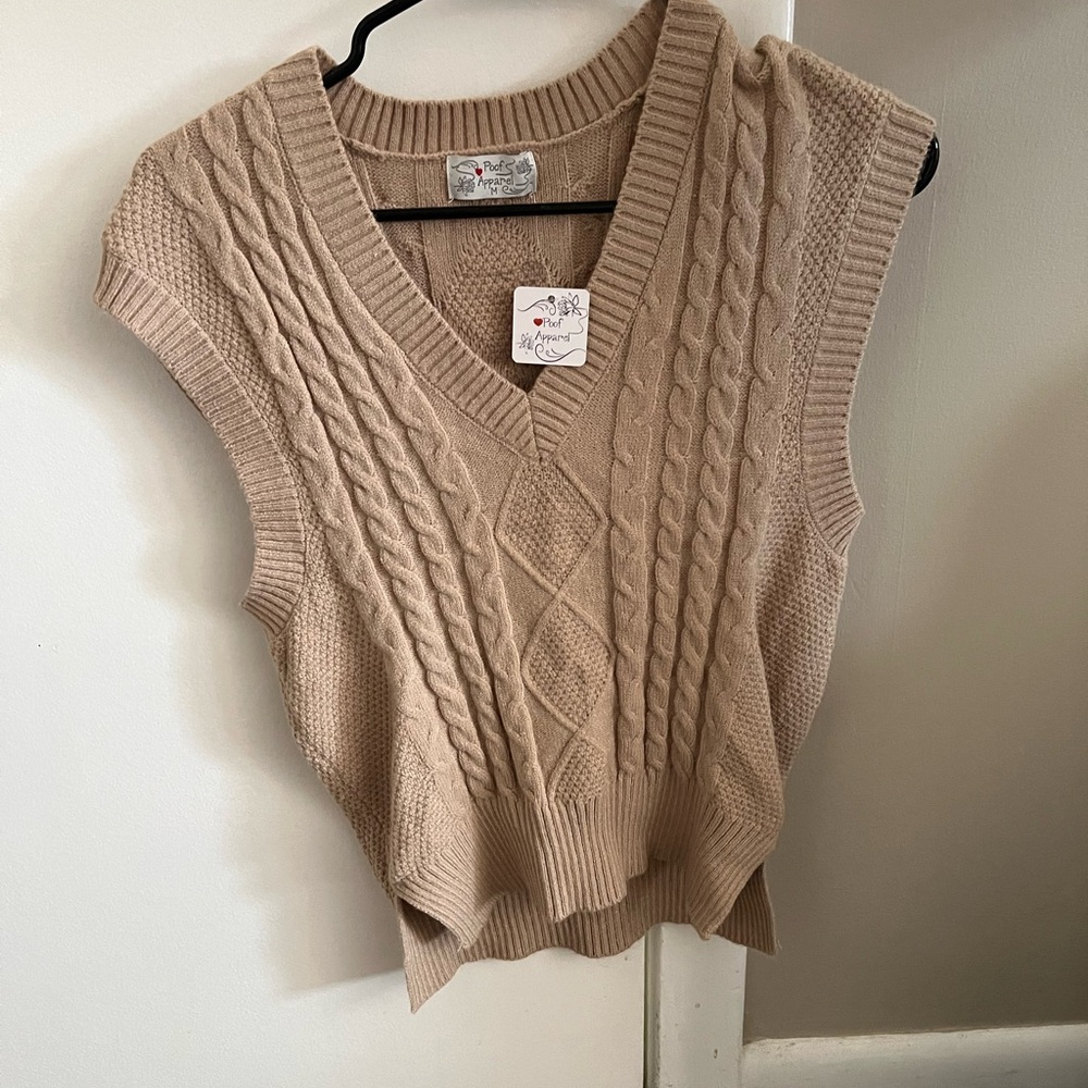 Cable Knit Tan Sweater Vest